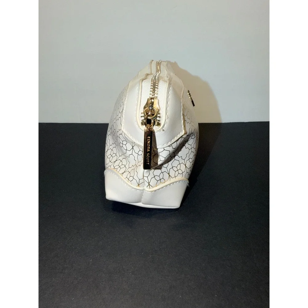 Kendra Scott Makeup Bag White Gold Medallion Logo Cosmetic Pouch Travel Case